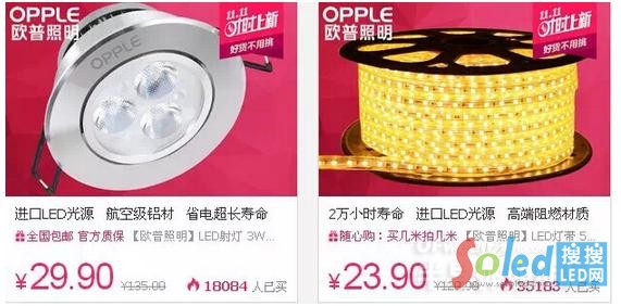 歐普照明雙11銷量